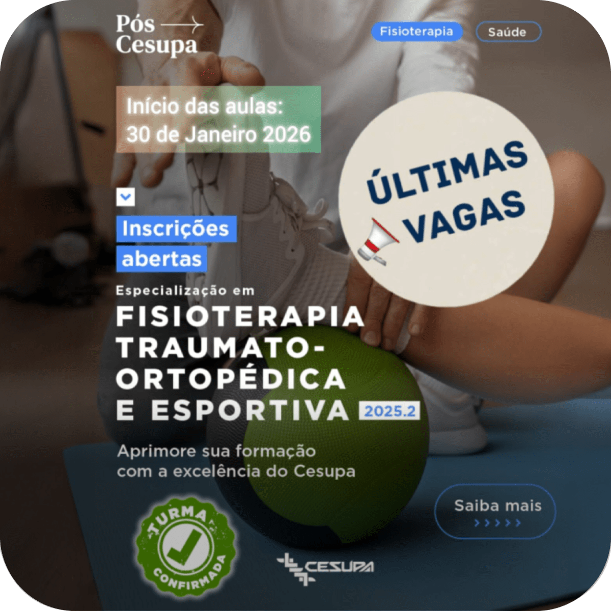 Especialização em Fisioterapia Traumato-ortopédica e&nbsp;Esportiva